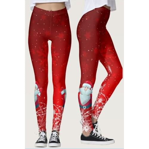 Women Leggings Christmas Skinny Leggings Digital Print Trousers Snowflake Snowman Print 3D Funny Sexy Elastic Christmas Legging