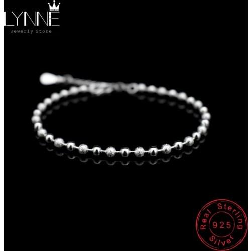 Hot Sale Classic Simple Small Round Ball Chain Bracelets 925 Sterling Silver Frosted Bead Bracelet Women Jewelry Hand Chain Gift
