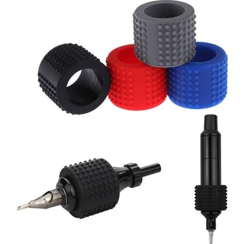 1PCS Skid Resistance Silicone Hand Cover Tattoo Grip 25mm Tattoo Pen Grip Cover Black/Red/Blue/Grey Color