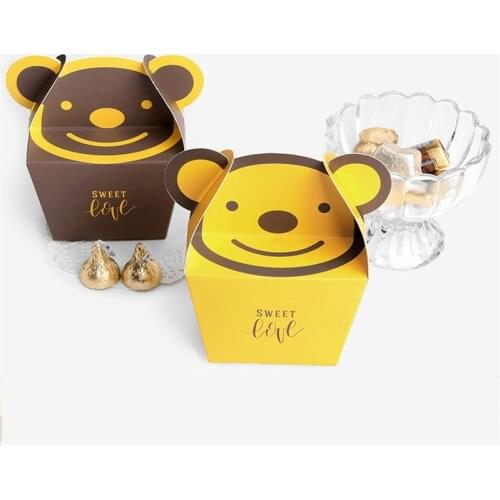 10pcs Candy Boxes Travel DIY Gift Box Paper For Wedding Birthday Christmas Favor Present Boxes Packing Cartoon Little Brown Bear