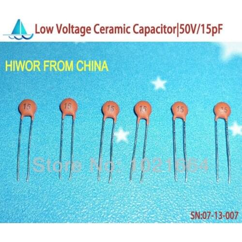 1000pcs/lot)(Ceramic Capacitors|Low) 50V 15pF, Low Voltage Ceramic Disc Capacitor, TOL.10