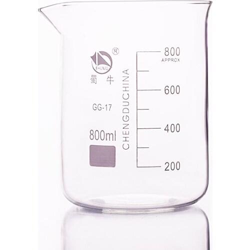 2pcs Beaker in low form,Capacity 800ml,Outer diameter=104mm,Height=138mm,Laboratory beaker
