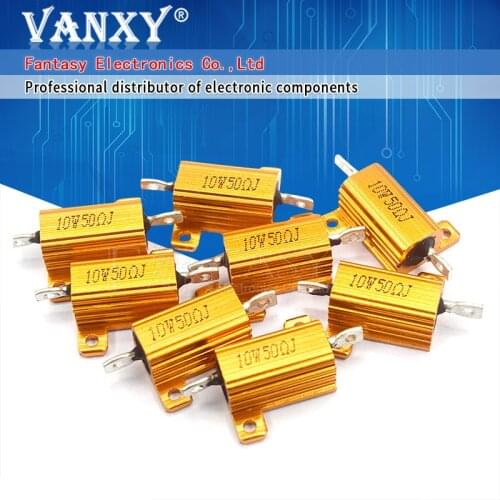 2pcs 10W Aluminum Power Metal Shell Case Wirewound Resistor 0.1 ~ 10K 0.5 1 2 3 5 6 8 10 20 100 150 200 300 500 1K 5K 10K ohm