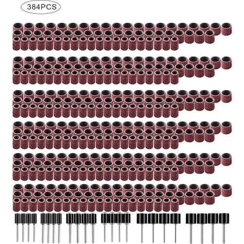 384pcs Drum Sanding Kit Nail Drill Bits Dremel Accessories Rotary Tool Woodworking Abrasive Tool