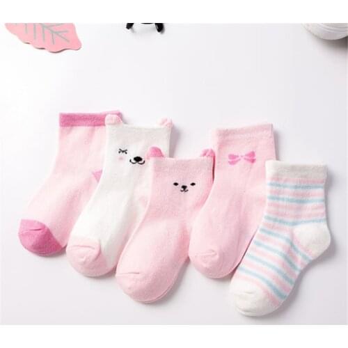 5 Pair/Lot Baby Soft Cotton Socks Newborns Infant Cute Cartoons Mesh Socks For 0-24 Month Autumn Winter fashion Boy girl Kids CN