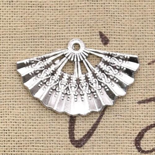 6pcs Charms Fan 21x33mm Antique Tibetan Silver Color Pendant Findings Accessories DIY Vintage Choker Handmade Jewelry