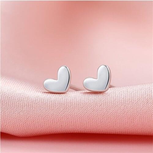 925 Sterling Silver Heart Stud Earrings For Women Girl Pendientes Mujer Engagement Jewelry Brincos eh405