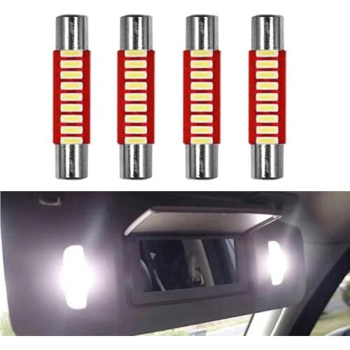 NHAUTP 10pcs Car LED Sun Visor Vanity Mirror Lights 12V White 28/29mm 31/32mm Festoon 4014 9-SMD Auto Interior Reading Lamp