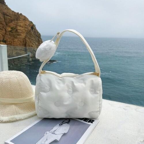 Brand Design Female Fashion Handbag 2021 Trend Simple Solid Color Cotton Shoulder Bag Women Travel Shopping Crsossbody Bag