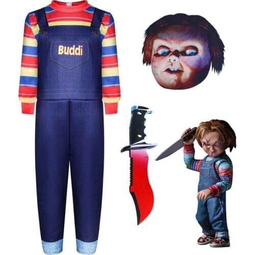 Halloween Costumes for Kids Anime Childs Play Buddi Cosplay Bodysuit Horror Jumpsuit Boys Christmas Party Clothes Fancy Dress
