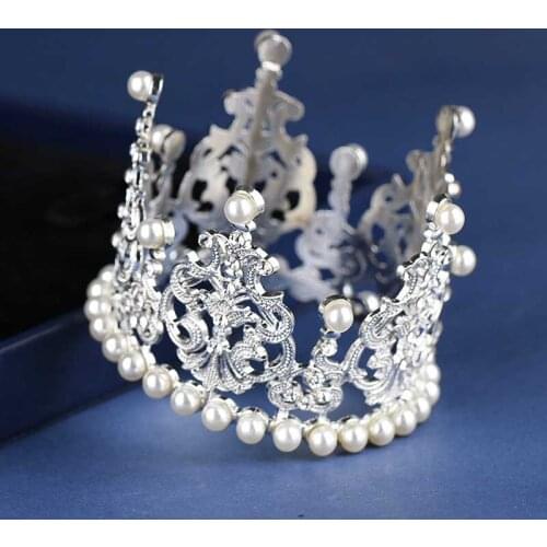 FORSEVEN Pearl Rhinestone Little Kids Tiaras and Crown Headpiece Hair Jewelry Girls Diadem Wedding Birthday Party Accessories