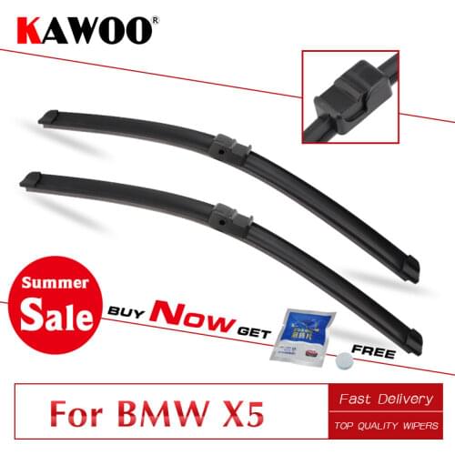 KAWOO For BMW X5 E53 E70 F15 G05 Car Natural Rubber Wipers Blades Model Year From 1999-2020 Fit U Hook/Push Button/Side Pin Arms