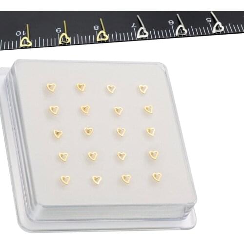 20Pcs/Lot 925 Sterling Silver Nose Ring Nose Piercing Jewelry Hollow Heart Shaped Fashion Piercing Nostril Argolla Nariz Plata