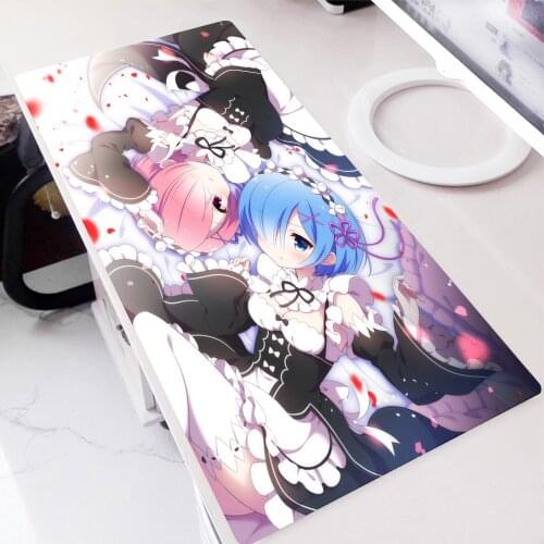Re Zero Rem Emilia Mousepad Speed Keyboard Gaming Accessories Manga Mouse Pad Gamer Rubber Mat Anime Rug Full Gamer Pc Csgo Mice