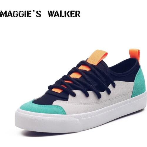 Maggies Walker Women Casual Canvas Shoes Platform Fashion Patchwork Suede Lacing Shoes Spring Casual Shoes Size 35~40