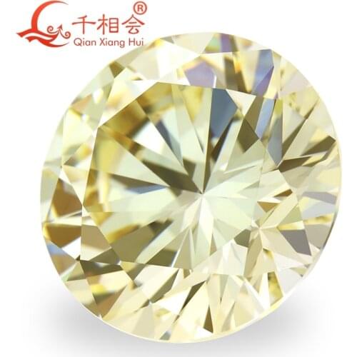 5mm-12mm MN yellowish white color round shape star cut ubic zirconia loose cz stone