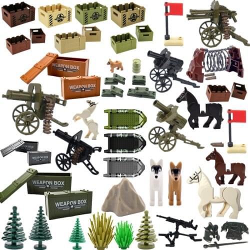 MOC Military Weapon Container War Horse Cannon Hound Educational Building Block Toys Compatible With Military Game Accessories