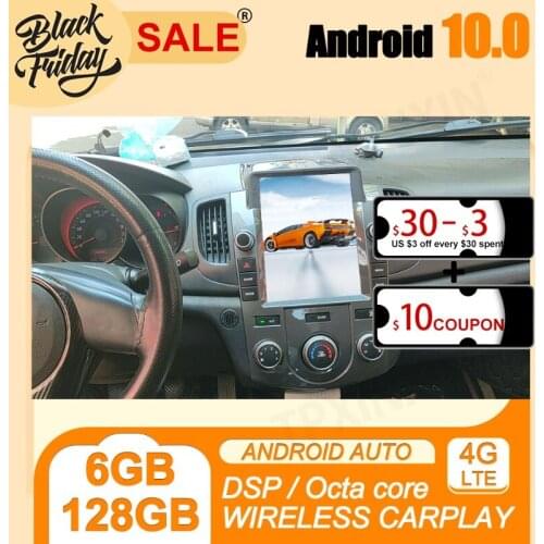 128GB Android 10 Tesla Style for KIA Forte 2009 2010 2011 2016 Carplay GPS Car Navigation Multimedia Video Player Stereo Radio