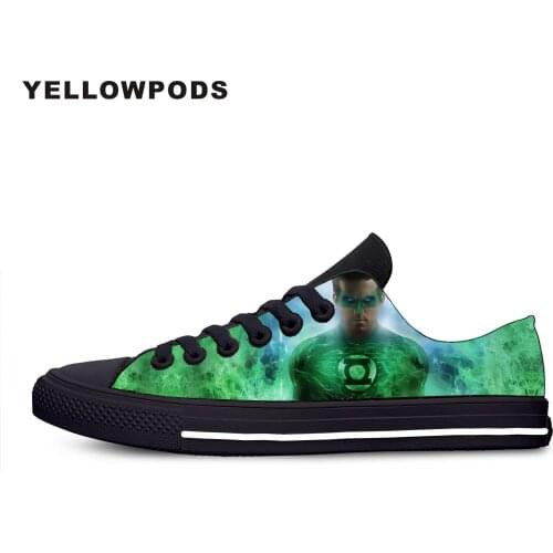 Mens Casual Shoes Fashion Green Lantern Superhero Movie Hot Cool Customized Print Picture Canvas Light Couples Shoes