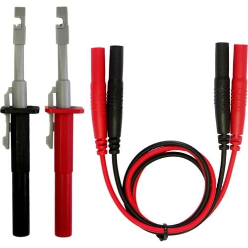 AideTek Test clip set insulation piercing red black + banana plug stacking test leads 20163+P1050