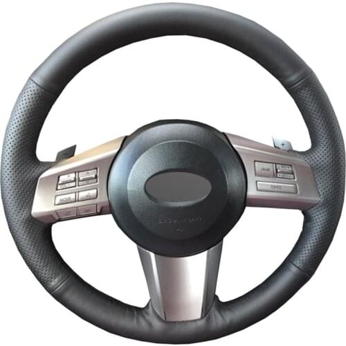 Black Artificial Leather Hand-stitched No-slip Car Steering Wheel Cover for Subaru Outback 2010 2011 2012 Legacy 2009-2012