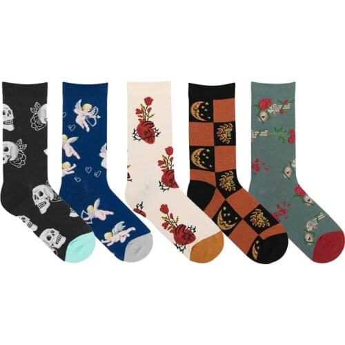 French Romantic Cotton Socks Creative Pattern Cute Women Sweet Socks 5 Pairs A Lot