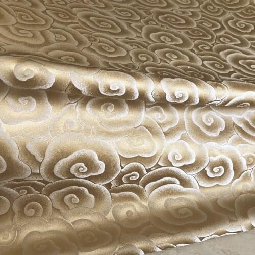 Cheongsam Chinese Style Dress Antique Gold Clouds Yarn Dyed Song Dynasty Silk Brocade Jacquard Fabric
