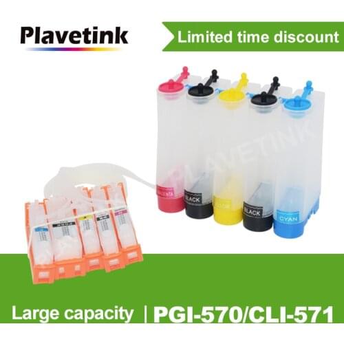 Plavetink PGI 570 CLI 571 CISS Ink Tank System For Canon PIXMA MG5750 MG5751 MG5752-Silver MG5753 Printer With Reset Chip