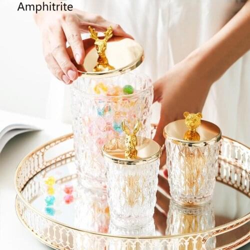 Luxury Lamp Of Household Toothpick Holder High-end Cotton Swab Box Of Transparent Nordic Glass Pallet Holder Storage Snack