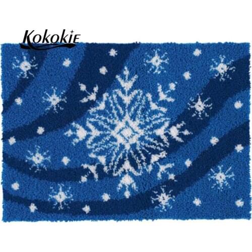 Christmas latch hook kits snow large printed canvas yarn carpet diy latch hook rug kits carpet embroidery carpet diy rug