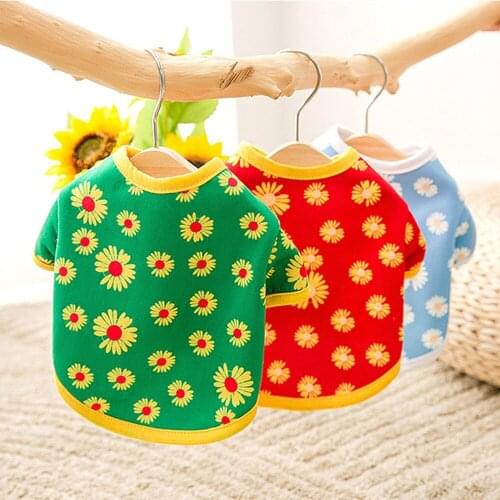 Pet Shirt Cute Print Daisy Sweater Small Medium Dogs Cats Two-Legged Clothes Chihuahua Teddy Schnauzer Clothing Dog Supplies