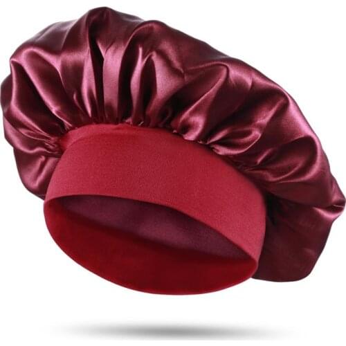 Wide Side Elastic Nightcap Satin Sleeping Cap Hair Loss Caps Chemotherapy Hats with Soft Elastic Band for Women Girls (56-58CM)