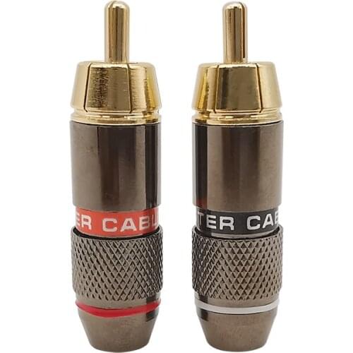 50PCS 6mm RCA Banana Plug Connector, Double Self-Locking Male Lotus Wire Connectors, Speaker Audio Adapter Kit 24K Gold Copper