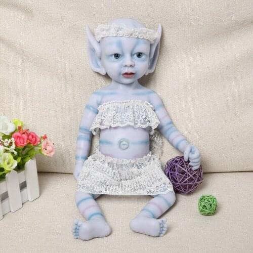 15inch Avatar Fairy Silicone Doll Blue Eyes Girl Infant Can Take Pacifier Dolls for Girls Toddler Boy Toys