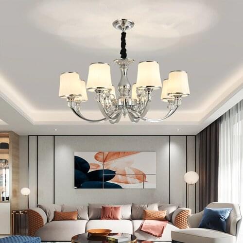 Modern lustre suspension lamp with white lamp shades chandelier Bedroom Living room wrought iron chandelier