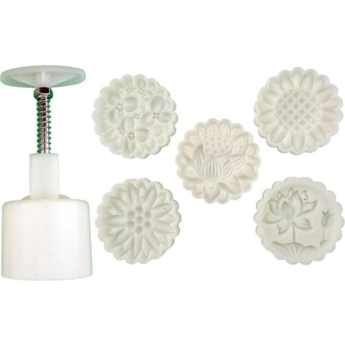 T21D Hand-Pressure Moon Cake Mould Exquisite Blossom Mode Pattern Mid-Autumn Festival Hand-Pressure Moon Cake Mould Durable