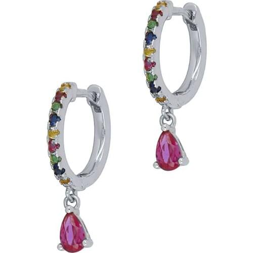 DARK DIAMOND-Rainbow teardrop hoop in 925 sterling silver or 18K gold plated