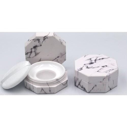 100pcs Empty Loose Powder Container Octagonal Cosmetic Make-up Loose Powder Box Case Holder with Sifter Lids and Powder Puff