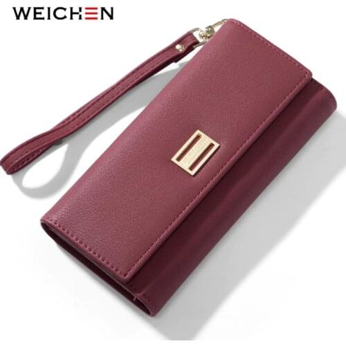 WEICHEN Many Departments Wristband Long Clutch Wallets for Women Card Holder Cell Phone Pocket Female Wallet Purse Carteira