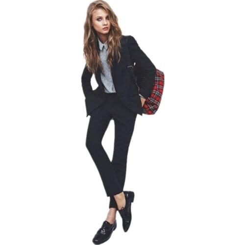 Women Pant Suits Design Fashion Black 2 Piece Formal Women Ladies Business Office Tuxedos Work Wear Suits Bespoke