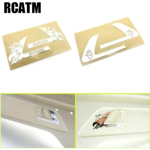 1 Pair Door Handle Metal Sticker Decoration for 1/14 Tamiya RC Truck Trailer Scania