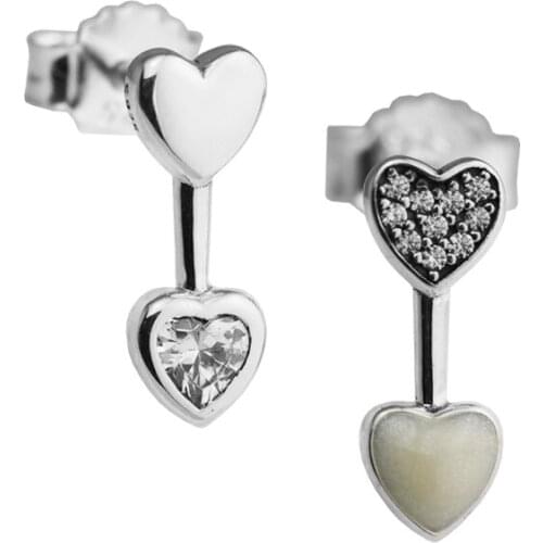 100% Sterling-Silver-Jewelry Hearts of Love Earrings 100% 925 Silver Jewelry Free Shipping