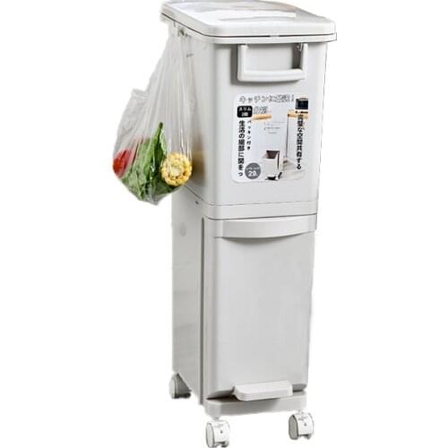 29/32L Wet Dry Separation Garbage Can Pedal Storage Large 2/3 Layers Trash Can Save Space Kitchen Household Waste Bin With Wheel