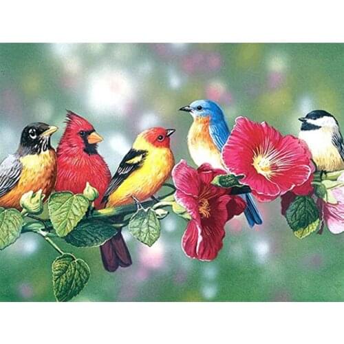 5D DIY Diamond Painting Flowers Birds Cross Stitch Kit Full Drill Square Embroidery Mosaic Art Picture of Rhinestones Decor Gift