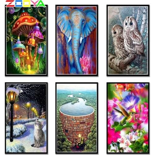 MuxunDiy Diamond Painting Cross Stitch Set Full Round Diamond Embroidery Home Decoration Flower Animal Landscape Mosaic H018