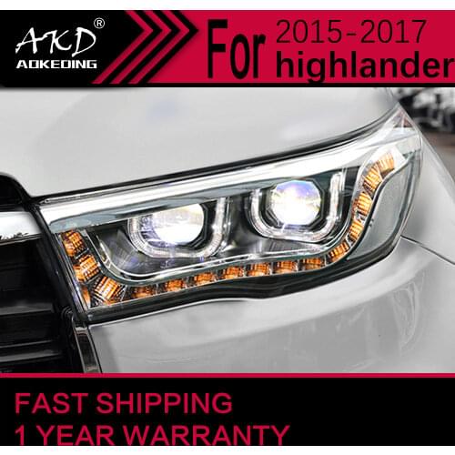 AKD Car Styling for Toyota Highlander Headlights 2015-2016 Kluger LED Headlight DRL H7 D2H Hid Option Angel Eye Bi Xenon Beam