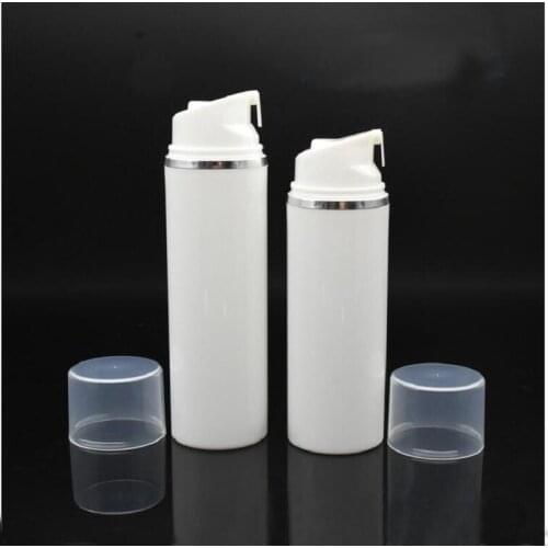 150ML white plastic airless bottle with silver line for lotion/emulsion/serum/anti-UV sunscreen cream/foundation skin packing
