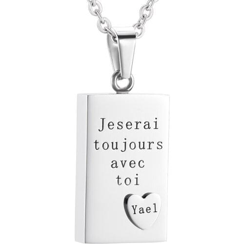 Free Custom Engrave Mini Cremation Stainless Steel Suqare Memorial Urn Necklace Keepsake Pendant Ash Holder Jewelry Locket Urn
