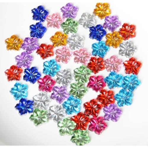 BOLIAO 100Pcs 13mm Flower FlatBack Acrylic Appliques/Craft/Clothes Sweaters Decoration Cell Phone Beauty DIY