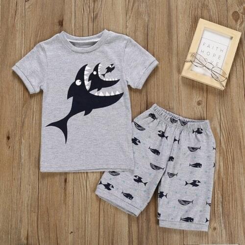 Kids Clothes Boys Clothes Sets Children Summer Clothing Set Outfits Shark T-shirt + Whale Shorts 1 to 7 Years